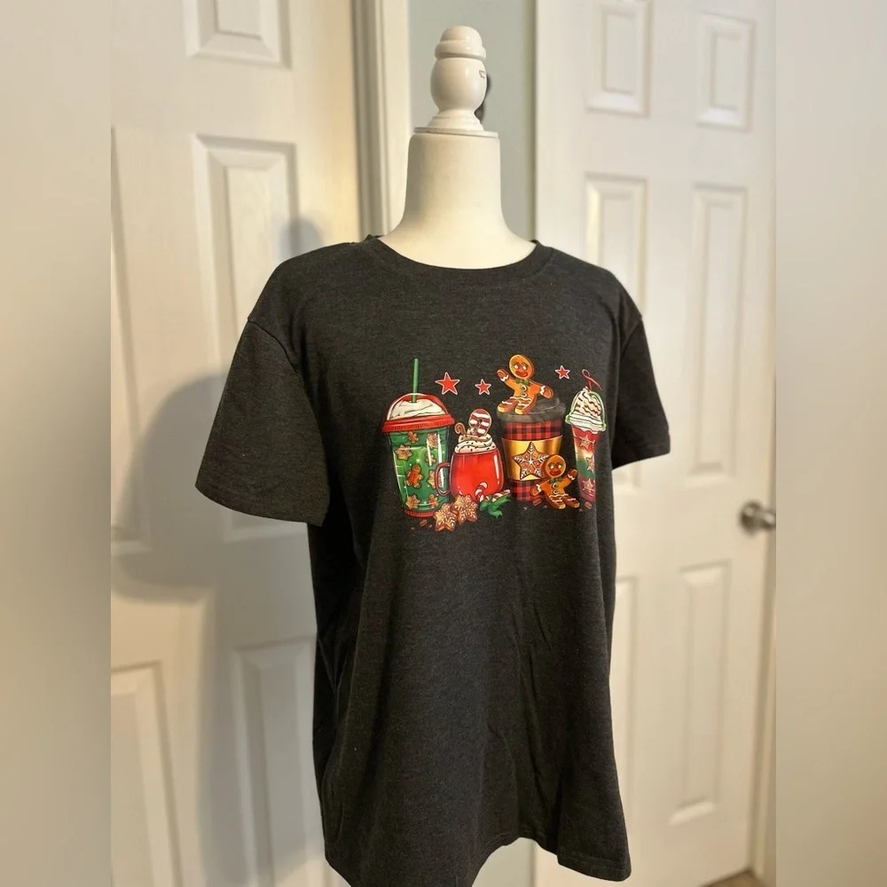 Gingerbread Man Frappuccino Print TShirt Size: 2XL